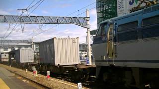 EF66 111牽引 事業用コンテナZX45A-1輸送 951レ 2011/09/23清水駅発車