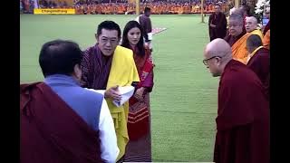 His Majesty & Her Majesty Interacting with Religious Masters of Bhutan at Global Peace Prayer
