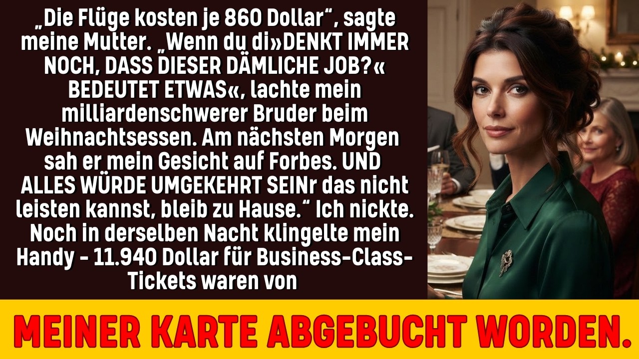 Mein Bruder beugte sich zu meiner Mutter und flüsterte: „Sie glaubt immer noch, dass dieser alberne Job etwas bedeutet." Der ganze Tisch lachte. Ich saß da, den Löffel halb an den Lippen, und tat...