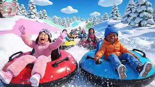 Four Little Toy Snow Tubes Go Whoosh Whoosh | Winter Fun Rhyme for Kids
