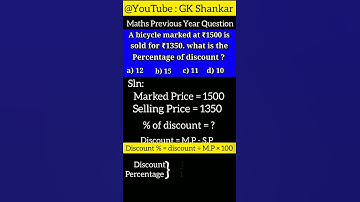 Maths PYQ | P & L solution |GK SHANKAR