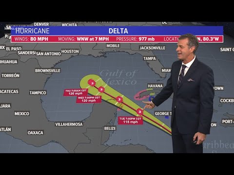 Powerful Hurricane Delta continues to track towards the Gulf