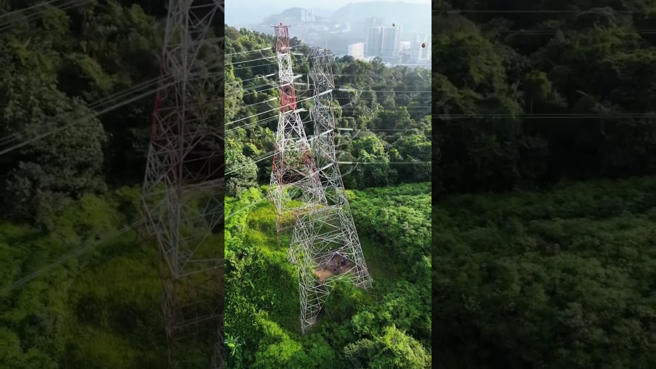 Flying through the high volt tower 
