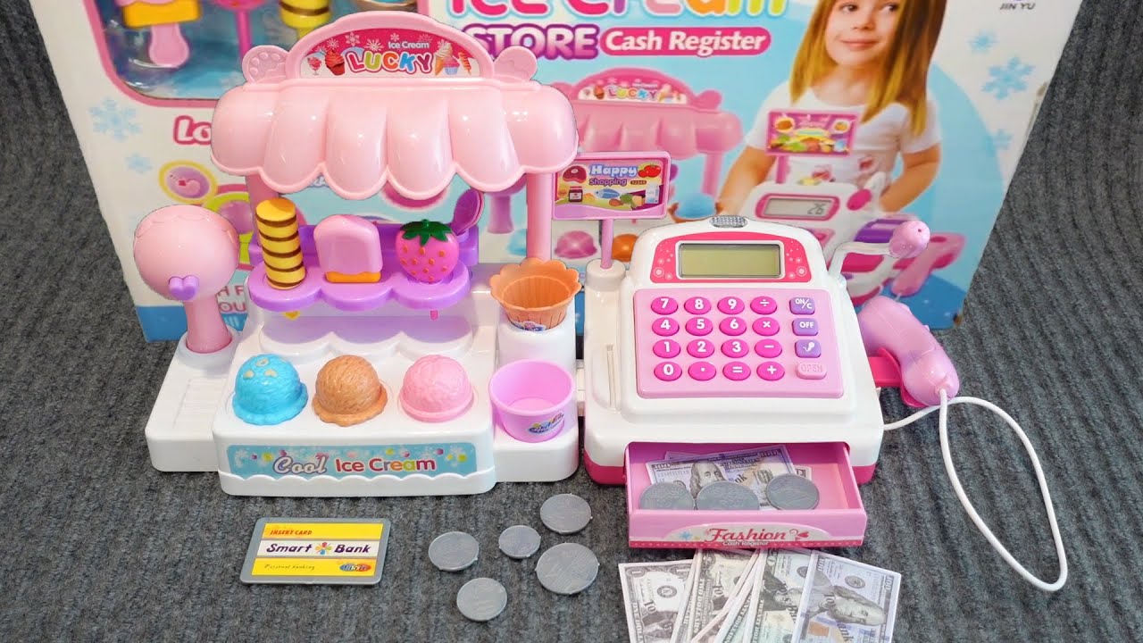 16 Minutes Cute Pink Ice Cream Store 🍦Cash Register ASMR | Review Toys