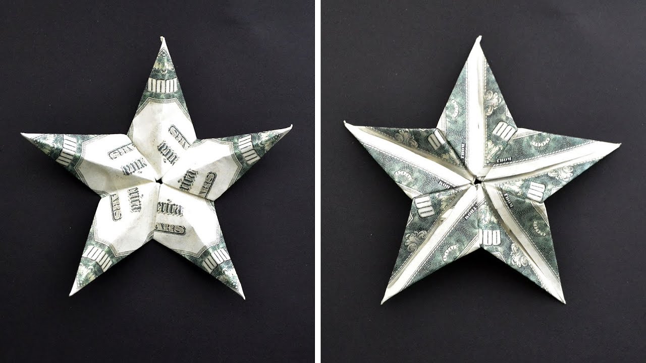 Money 5 POINTED DOUBLESIDED STAR Modular Origami Dollar Tutorial DIY