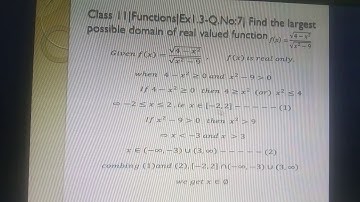 Class XI | Functions|Exercise 1.3-Q.No7| Finding the largest possible domain|