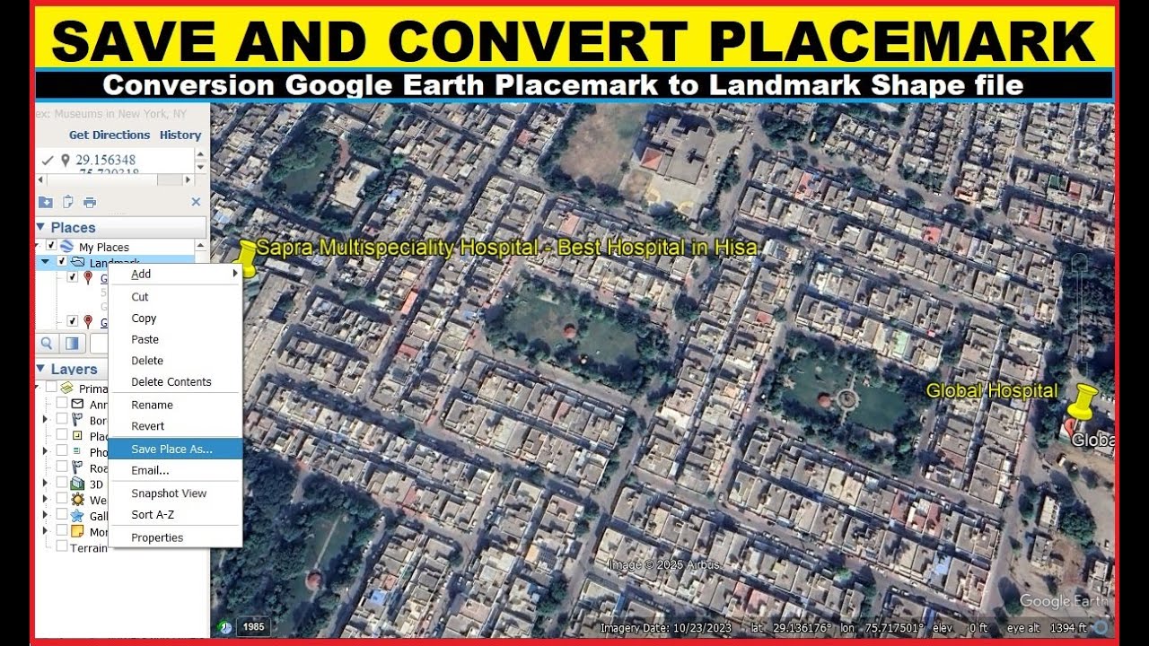 How to Save Place marks in Google Earth & Convert to Shapefile I Google earth I google pro I extract