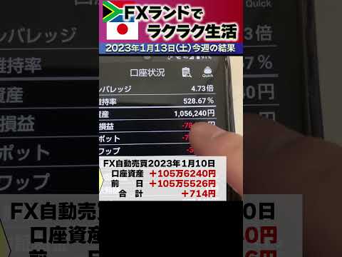 2024年1月8～12日～今週のFX自動売買プラス8734円～FXランド（南ア）ラクラク生活#Shorts ＃FX ＃ランド円 ＃ドル円 ＃投資 ＃スワップポイント ＃自動売買
