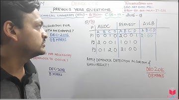 Q-9)- RTU-2016-2018- BTECH-CSE-IT- Previous Year Question On DEADLOCK In Operating System