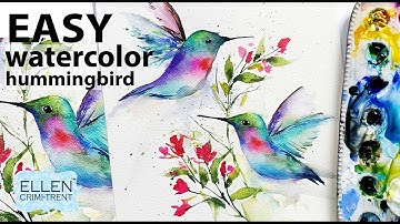 EASY watercolor hummingbird/ painting ideas for beginners