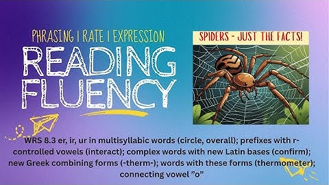 Practice Reading Fluency | Proper Phrasing, Rate & Expression | WRS 8.3  Spiders  - Just the Facts!