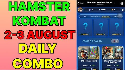 Hamster Kombat Gamedev Daily Combo 02 August I Today Hamster Kombat Daily Combo 03 August 