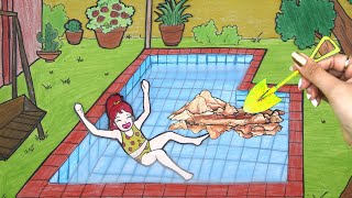 [ASMR] DIY swimming pool - FB Stop Motion Paper