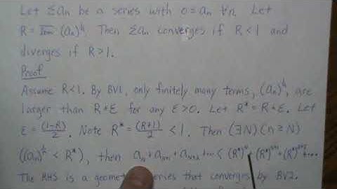 Root Test for Convergence of a Series