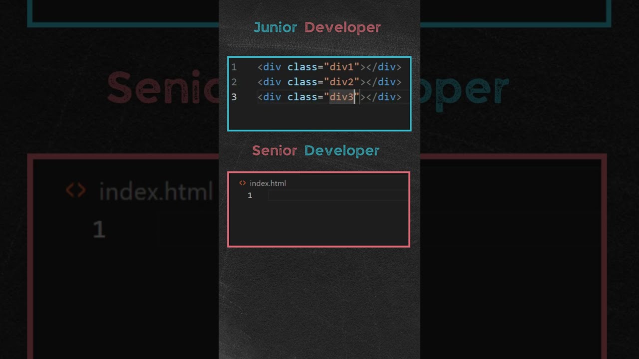 Junior Developer Vs Senior Programming Coding Html Css Javascript Dsa Webdeveloper