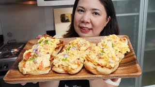 Open Faced Scrambled Egg Sandwich