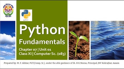 Python Fundamentals | Part 01 | Chapter 07 | Unit 01 | Class XI | Computer Science | 083 | English