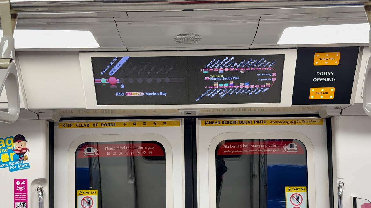 [New UI] SMRT Kawasaki Heavy Industries CRRC Sifang C151B (671/672): Dhoby Ghaut to Marina Bay. 