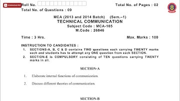 MCA 1ST SEM TECHNICAL COMMUNICATION MAY 2019 | PTU