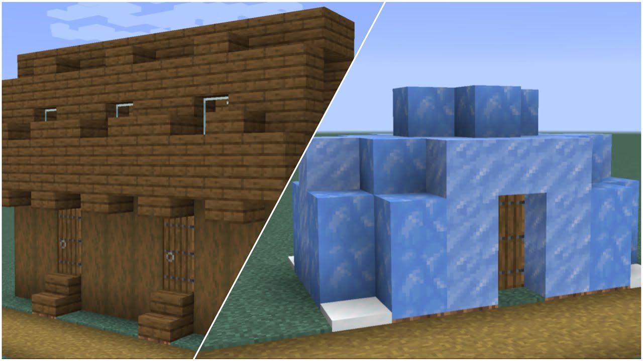 How to build a Minecraft Village medium house 2 & 3 (1.14 snowy tundra)