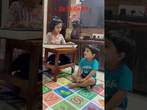 Sister is giving music lessons to little brother #sisterbrotherbond #saregamamusic #musicvideo