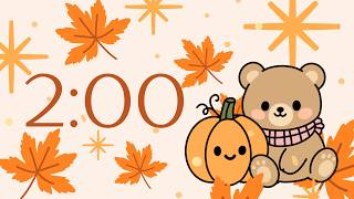 🧸🍁 cozy fall two 2 minute countdown timer🍁🧸 with chill background music for classrooms