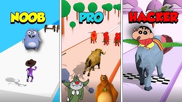 Noob vs Pro vs Hacker in Animal Transform | Shinchan , Jack , Bhalu and Bulbule plays Animal run