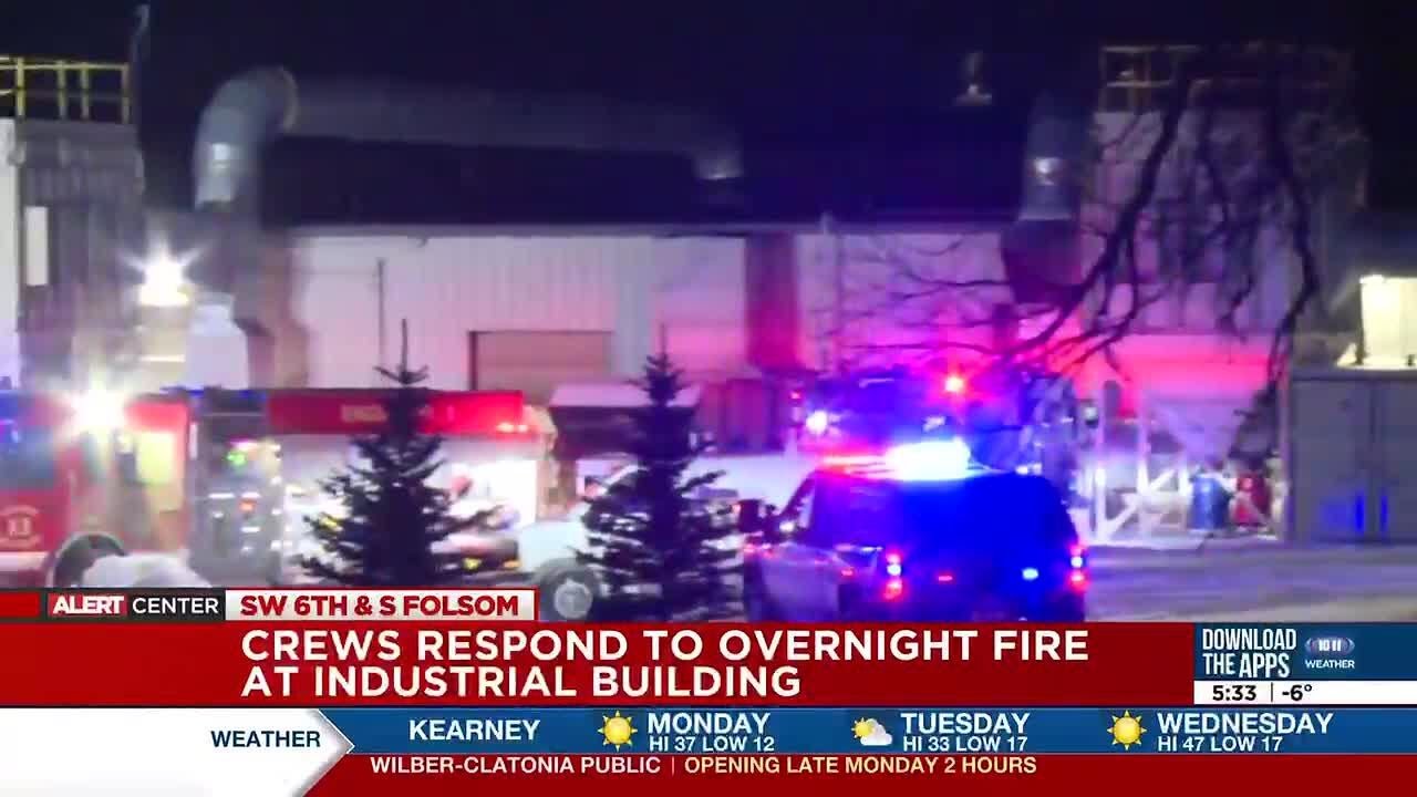 Overnight fire at industrial building
