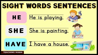 Sight Words Sentences | HE, SHE, HAVE | Practice Reading | Teaching Mama