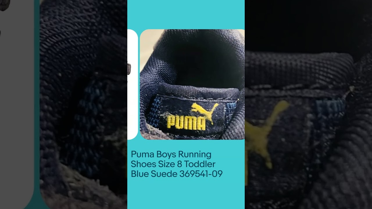 Puma Boys Running Shoes Size 8 Toddler Blue Suede 369541-09