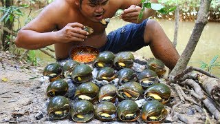 Cooking Snail bbq eat with Chili Sauce - Collect Snail in River Grilled bbq