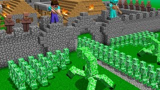 Minecraft PE : CREEPER ATTACK on the VILLAGERS! in Minecraft Noob vs Pro