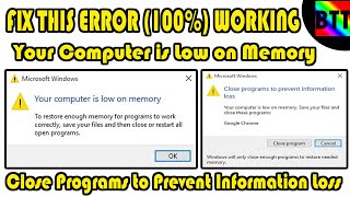 YOUR COMPUTER IS LOW ON MEMORY (100% FIXED) - BEST TAMIL TUTORIALS screenshot 1