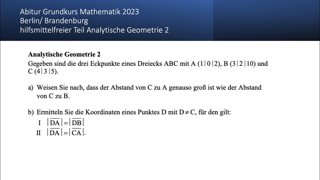 Beispielaufgabe Abiturprüfung Bis 2025 Mathematik Grundkurs Abitur Mathematik Grundkurs 2023 Berlin/Brandenburg Analytische