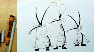 Roaches Drawing From The Oggy Cartoon,Paplu Jhaplu Taplu Drawing,Dee Dee, Marky,And Joey Drawing