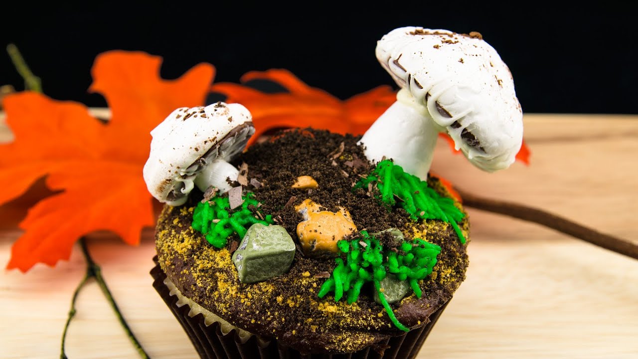 Mushroom Cupcakes: Meringue Mushroom Cupcake Recipe from Cookies Cupcakes and Cardio - YouTube