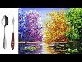 Challenge #16 Lake scene palette knife acrylic painting