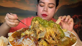 Soto babat kuah bening plus sapi tulang pake nasi campur bihun extra cabe ijo Mukbang