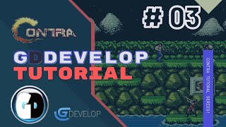 Gdevelop FREE VISUAL Game Engine: CONTRA Tutorial #03 - New movements and shooting mechanics