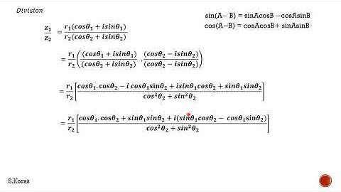 complex numbers multiplication and division in polar form  derivation in English