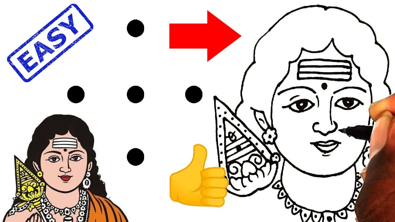 Turn 5 dots into Lord Murugan drawing easy How to draw Lord Murugan