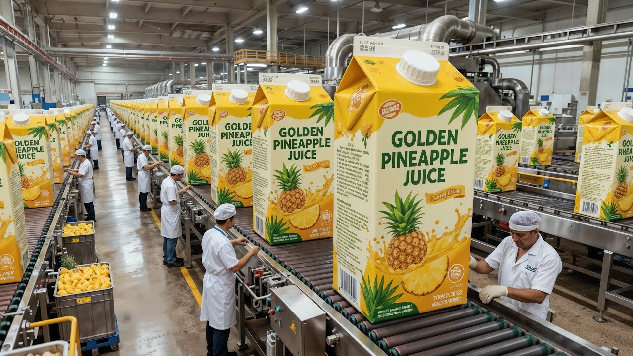 Inside a Modern Pineapple factory: from Tropical Pineapples to Golden Juice (full process)