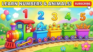 Colors & Counting Train Song 🚂🔢 | 1 Red Bird, 2 Blue Fish & More Animals 🦁🐰