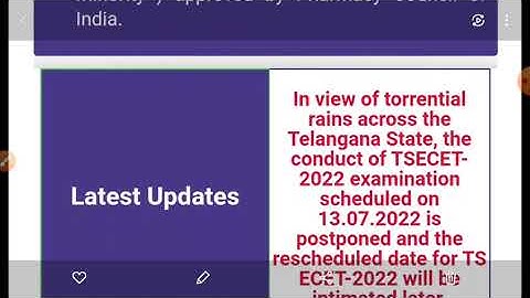TS ECET EXAM POSTPONED/TS EAMCET EXAM NOT POSTPONED/ECET 2022 AND EAMCET 2022