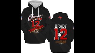 Tom Brady Hoodie "12 GOAT 7 Super Bowl Champs 5 SB MVP 3 NFL MVP"| NFL Tampa Bay LV Buccaneers Gear