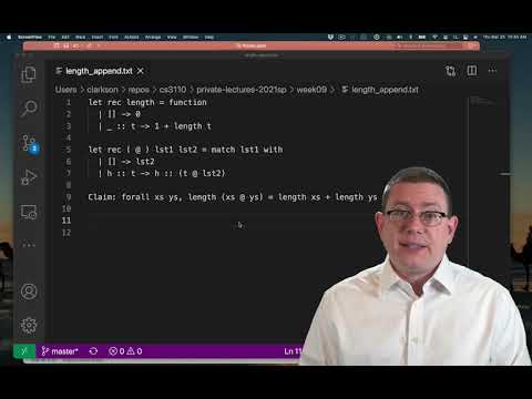 Example Proof: List Length and Append | OCaml Programming | Chapter 6 Video 29