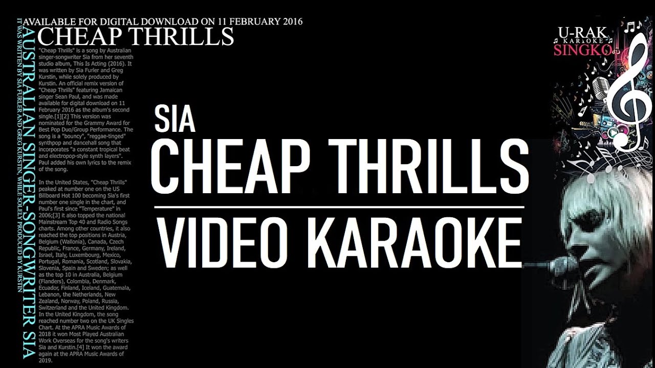 Sia Cheap Thrills Karaoke ♫ YouTube
