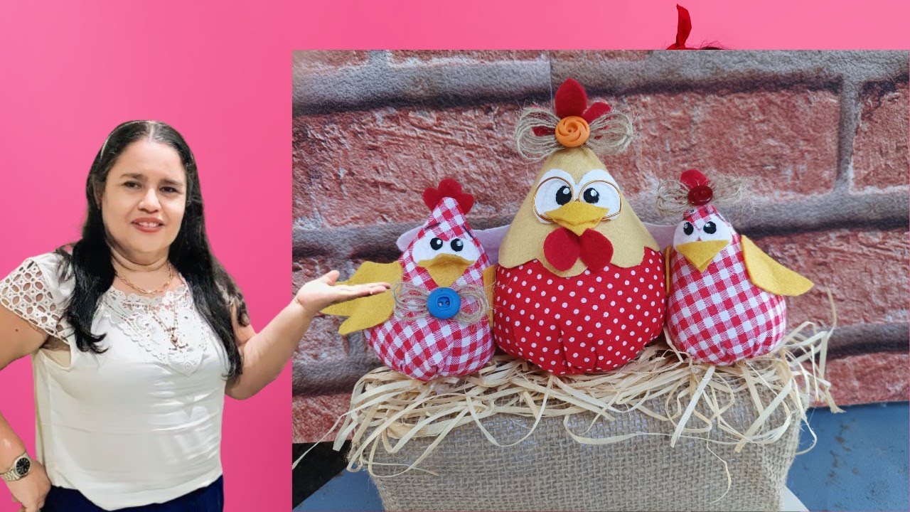 Como fazer uma galinha peso de porta.Renda extra