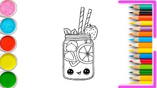 Cute and Beautiful lemonade 🍋 Drawing// Easy & Beautiful Drawing and Coloring For Kids 🌈