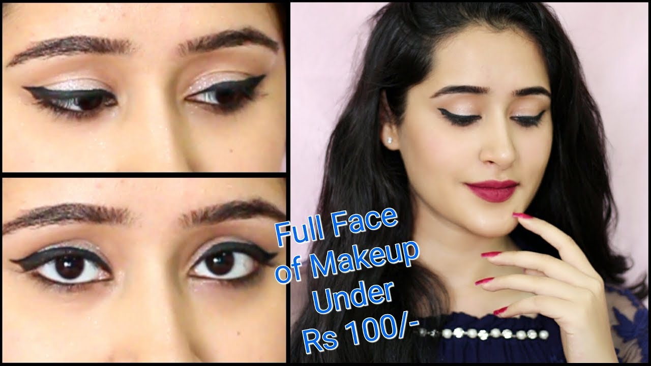 EVERYHING UNDER RS. 100/ MAKEUP CHALLENGE Parlour makeup in Rs. 100